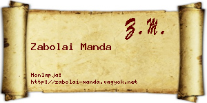 Zabolai Manda névjegykártya